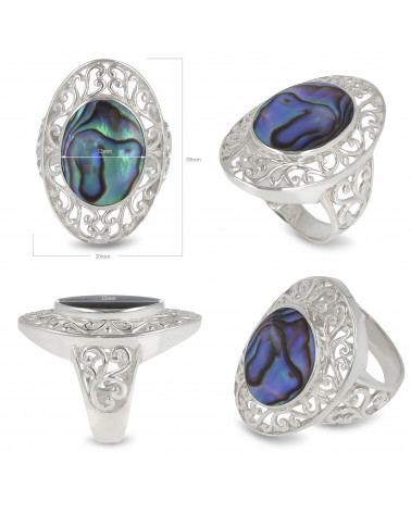 Jewelery Gift-Stylized Ring-Creator-Mother-of-Pearl Abalone-Stylized Ring-Solid Silver-Woman