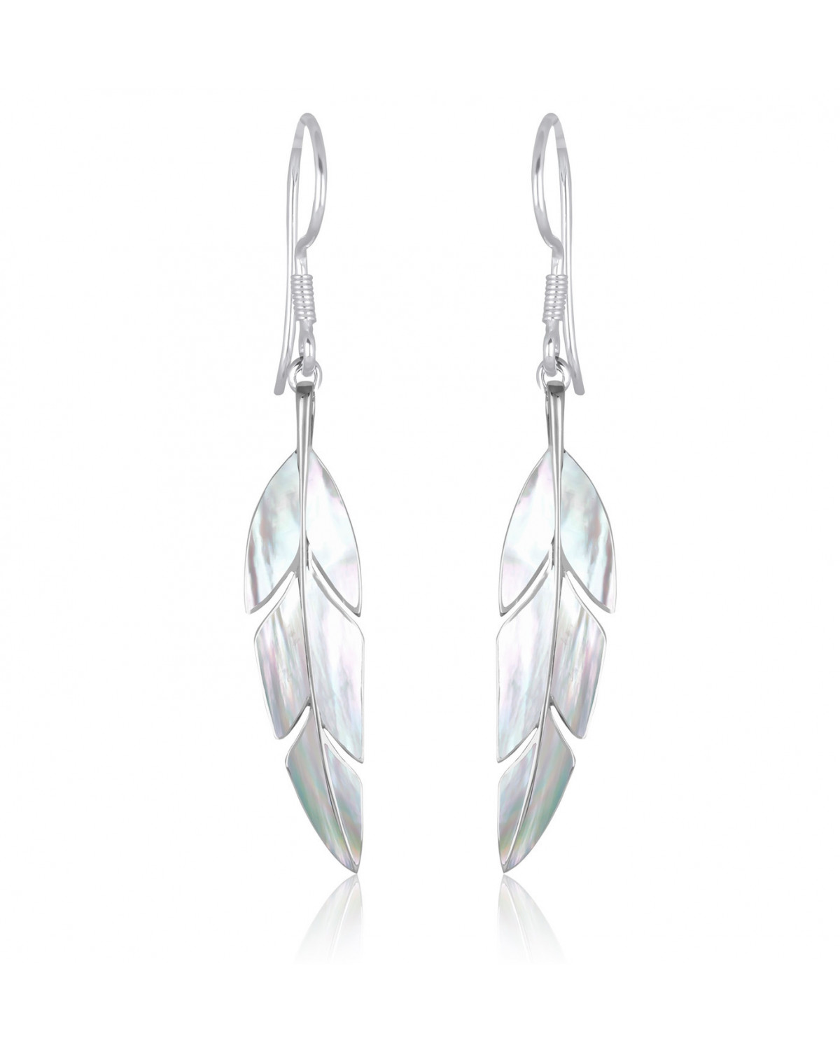 925 Sterling Silver White Mother-of-pearl Earrings