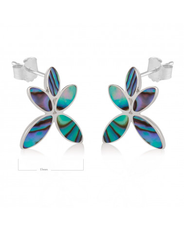 gift woman-Earrings Flower-Mother of pearl abalone-Sterling silver-Woman