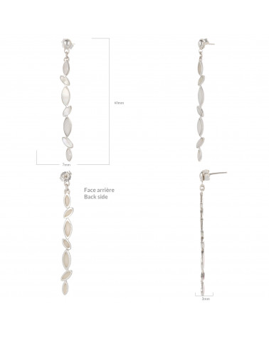 Gift for Women-Dangly Earrings-White Mother of Pearl-Sterling Silver-Woman