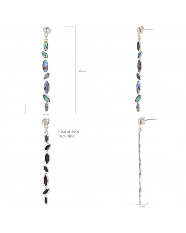 Gift for Women-Dangly Earrings-abalone Mother of Pearl-Sterling Silver-Woman