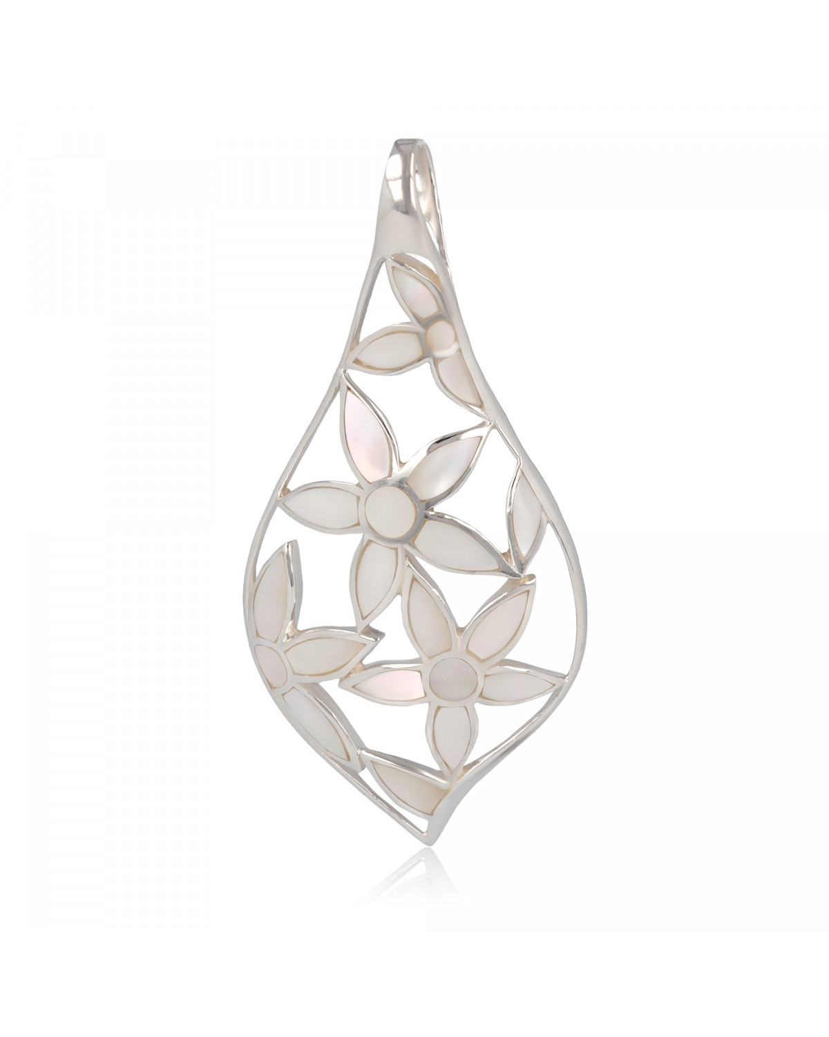Jewelery Gift- Pendant - Mother of Pearl - Flower-Sterling Silver-Woman