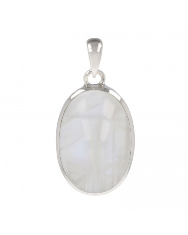 Idée cadeau-Pierre de Lune-Pendentif-blanc- Forme ovale-femme