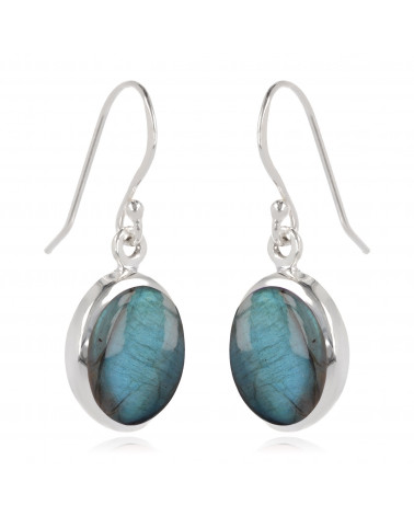 Boucles d'Oreilles en Labradorite Naturelle et Argent 925 - CLEO