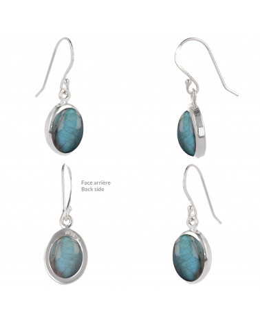 Ovalförmige Labradorite-Ohrringe-Sterling  Silber-Damen