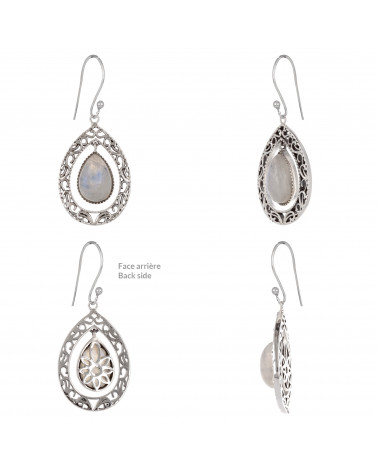 Sterling silver and moonstone earrings