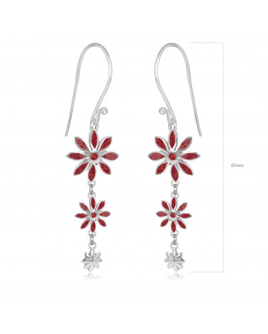personalisierte Geschenk Frau-Ohrringe Coral-3 Blumen-Sterling Silber-Frau