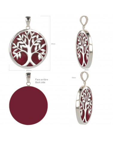 Pendentif Arbre de vie Corail Argent massif rhodié