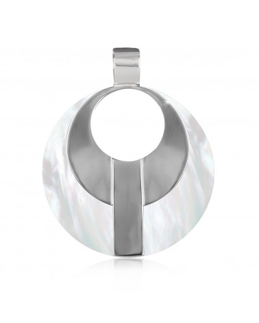 white Mother-of-pearl pendant and silver ethnic