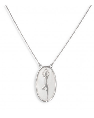 Geschenkidee Schmuck Zen Collection-Halskette-Perlmutt-Yoga- Sterling Silber-Oval-Frau