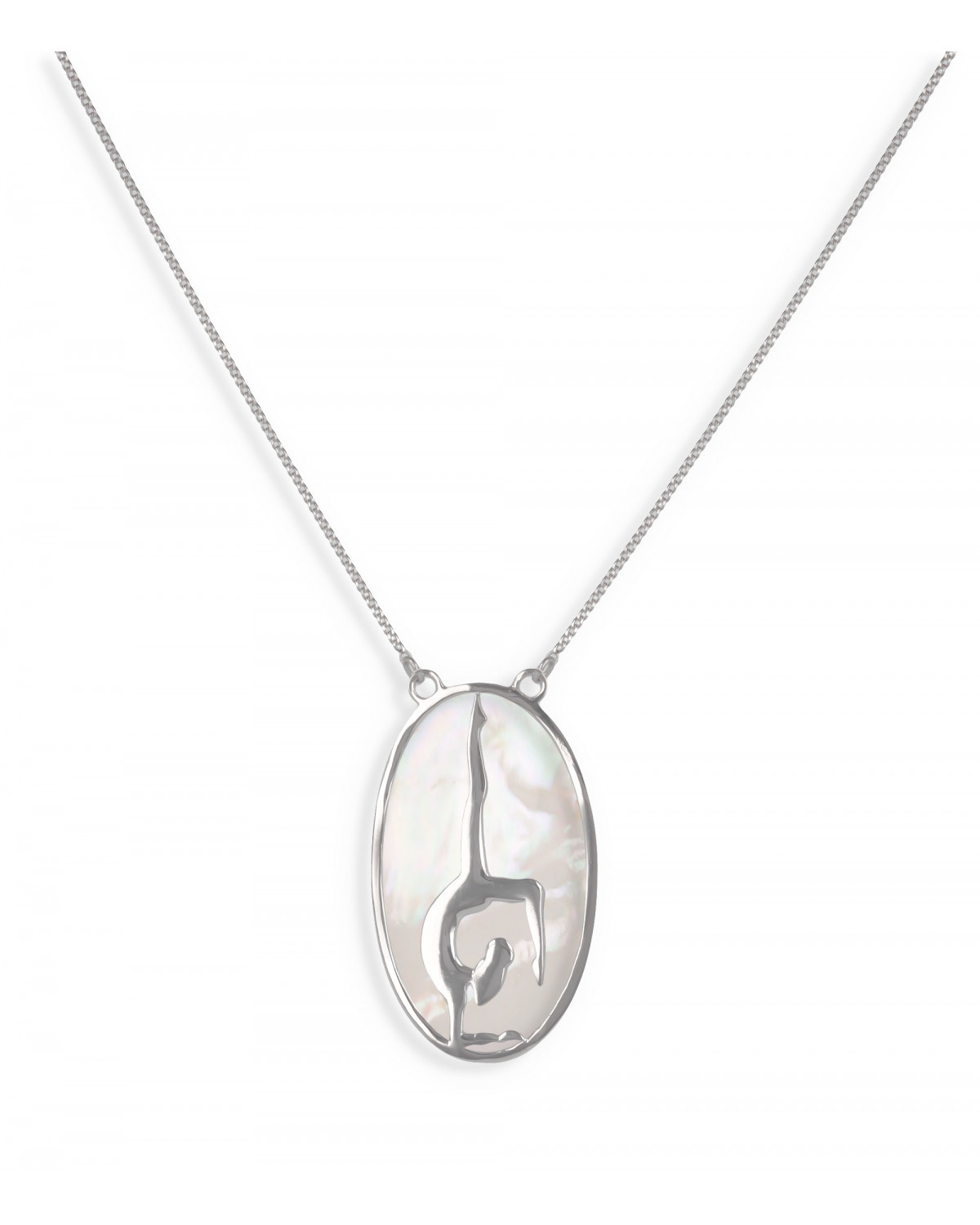 Gift Idea Jewelry Zen Collection-Necklace-mother-of-pearl-yoga- Sterling Silver-oval-Woman