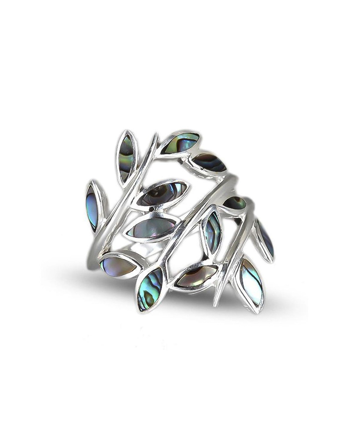 925 Sterling Silver Abalone Mother-of-pearl Ring