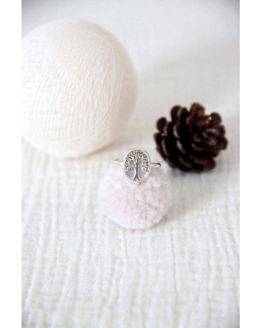 gift idea for women-Gift Jewelry Symbol Tree of Life-Ring - White Mother of pearl- Sterling Silver-Oval-Woman