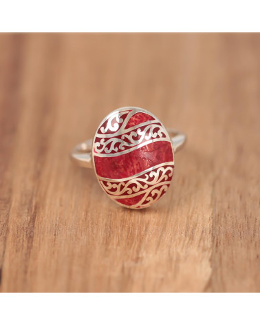 Regalo símbolo de la joyería Árbol de la vida Anillo de nácar blanco Plata esterlina ovalada Mujer