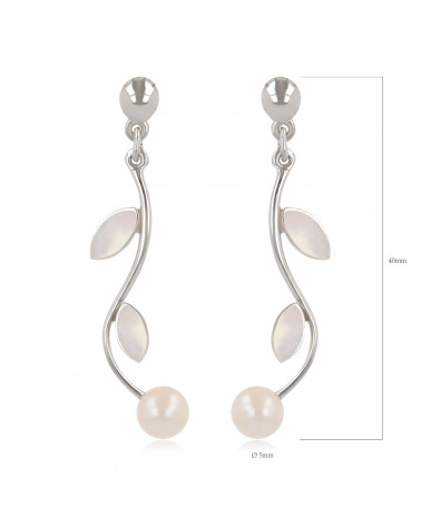 Damen Geschenk Idee-Dangle Ohrringe-Perlen- Blütten-Sterling Silber-Frauen