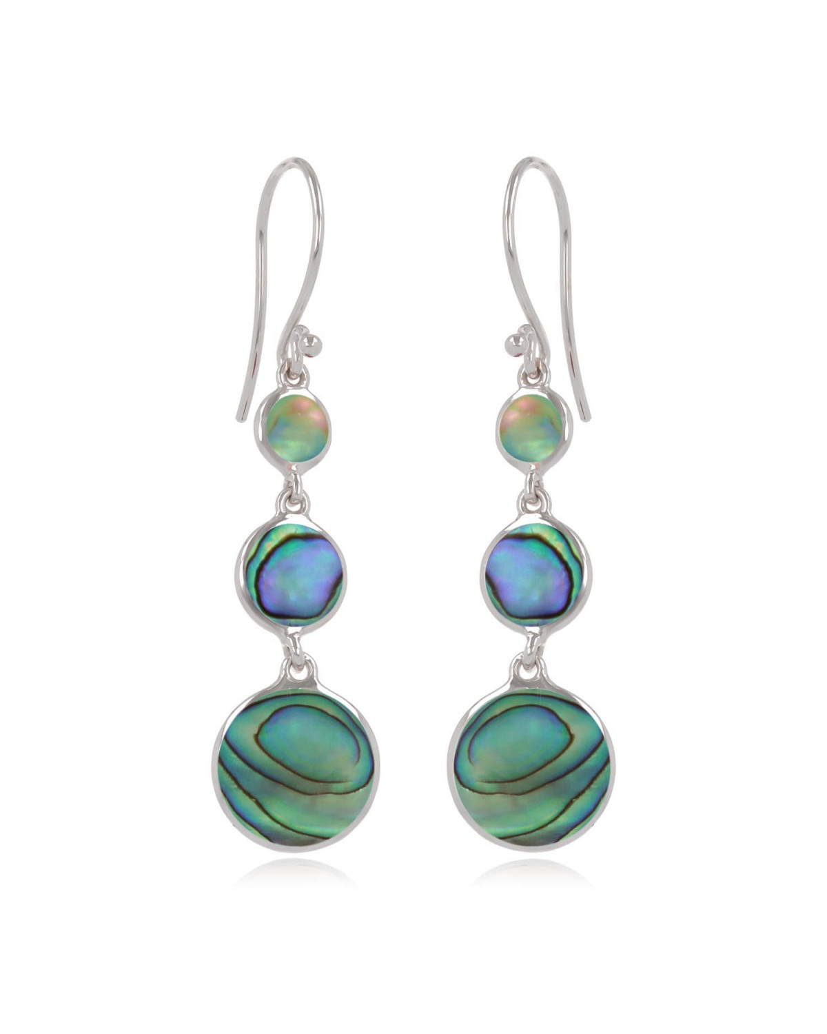 925 Sterling Silver Abalone Mother-of-pearl Round Shape Earrings