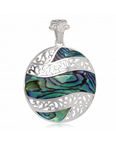 personalized gift woman-Pendant - Abalone mother-of-pearl- Sterling silver-round-Woman