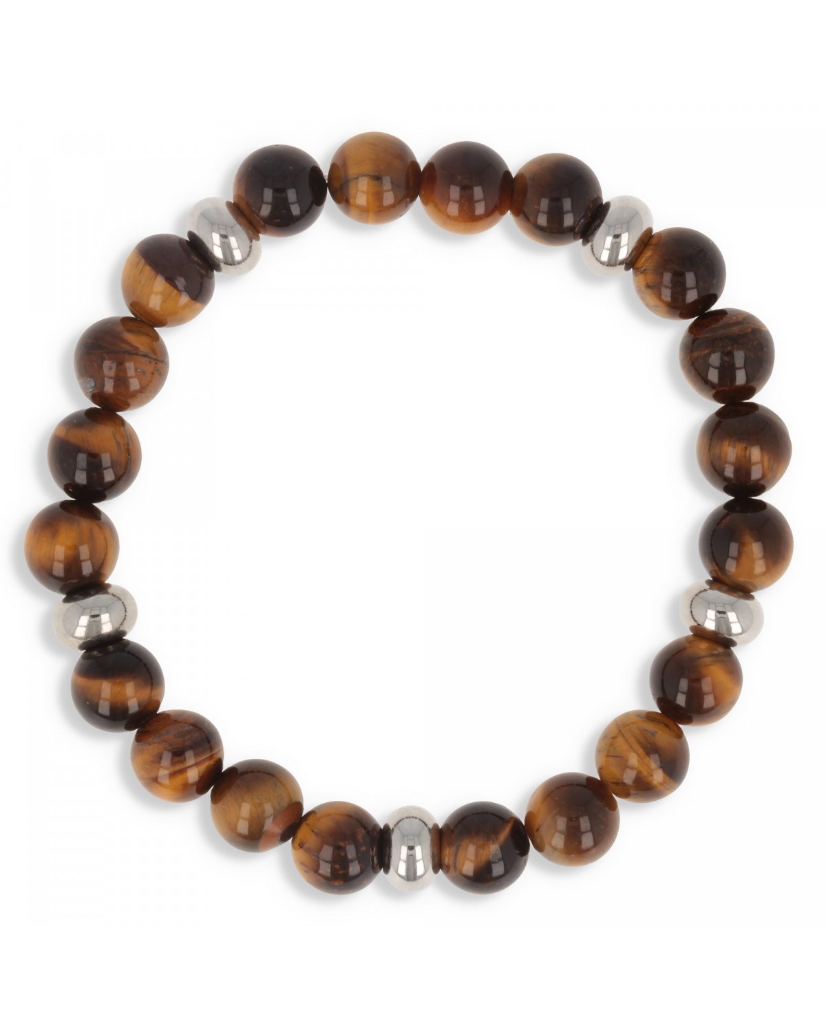 Bracelet élastique 60mm pierres naturelles Oeil de tigre sur acier