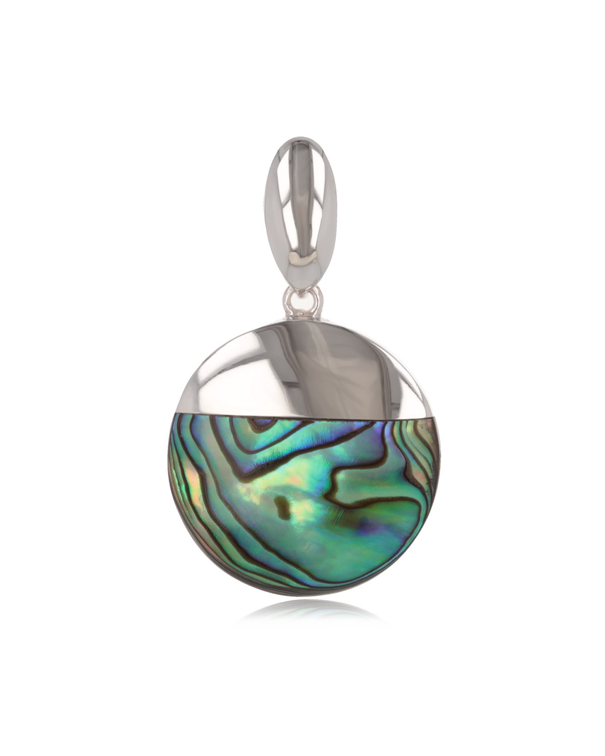925 Sterling Silver Abalone mother-of-pearl Round Shape Pendant