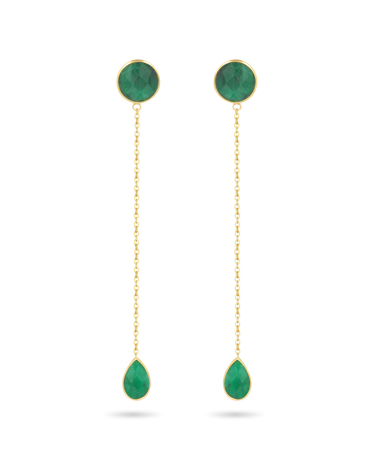 Gold Plated 925 Sterling Silver Faceted Emerald Earrings