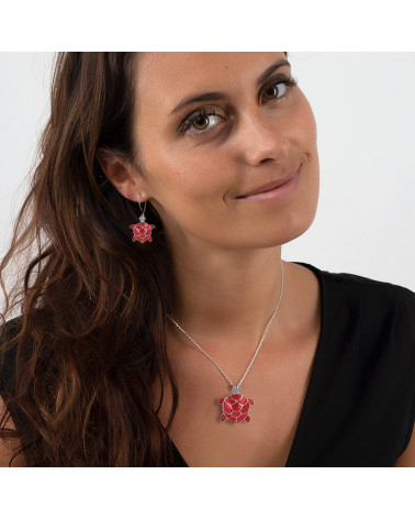 Ciondolo in argento sterling gioielli idea regalo e pietra sfaccettata color granata colore rosso Dragonfly Woman