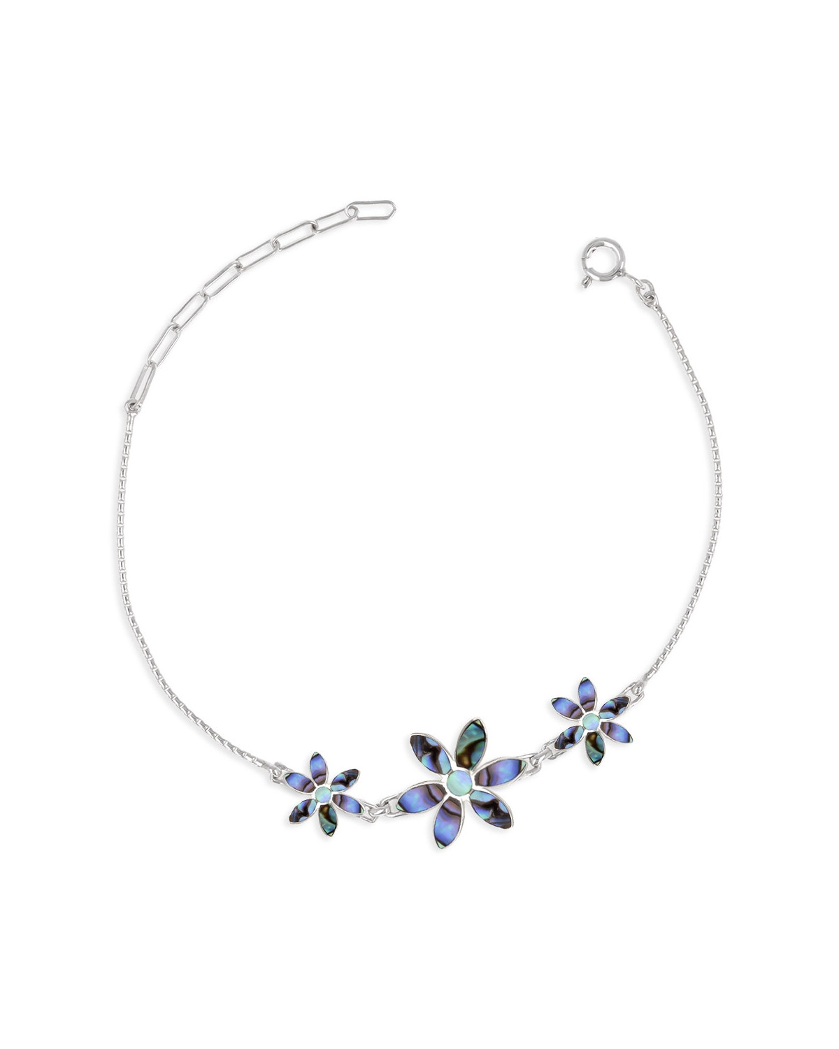 Bracciale Madreperla Abalone Fiore Argento Massiccio 925