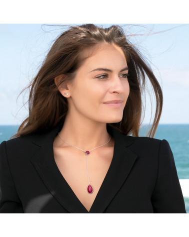 Collar Moonstone con doble medallón en baño de oro