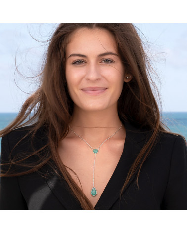 Collier long avec pierres femme