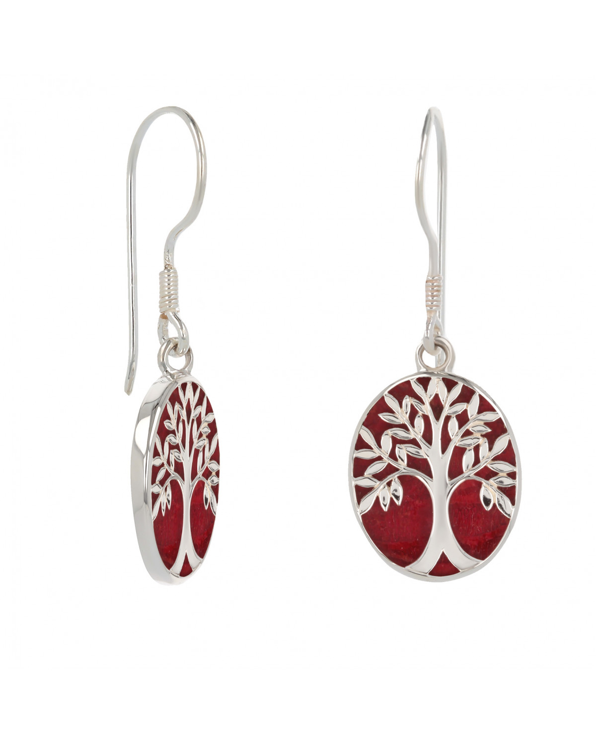 Pendientes Coral Árbol de la vida Plata de Ley 925