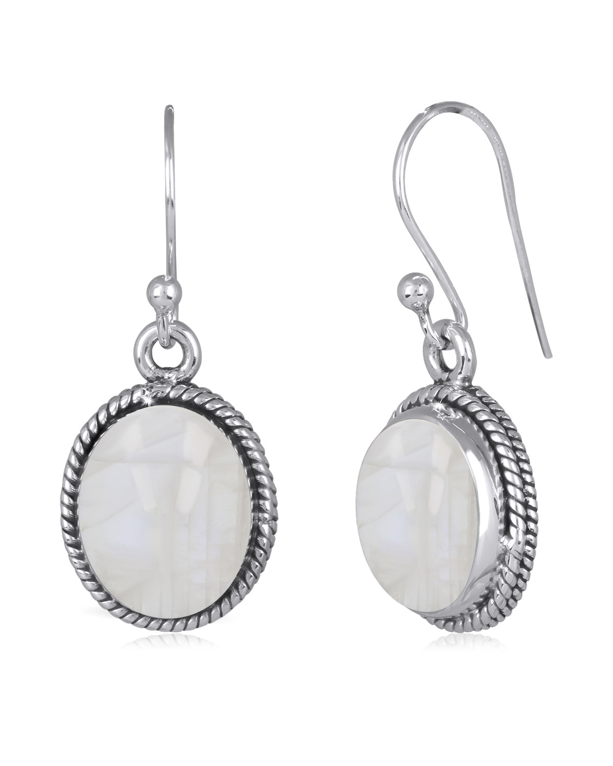 925 Sterling Silver Moonoval Shape Earrings