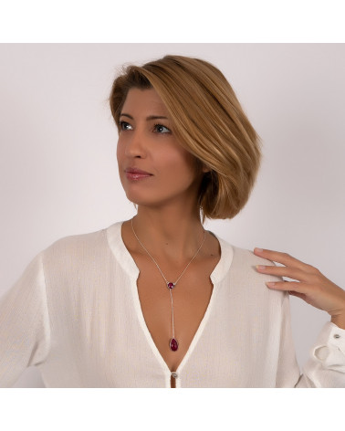 Collar Moonstone con doble medallón en baño de oro