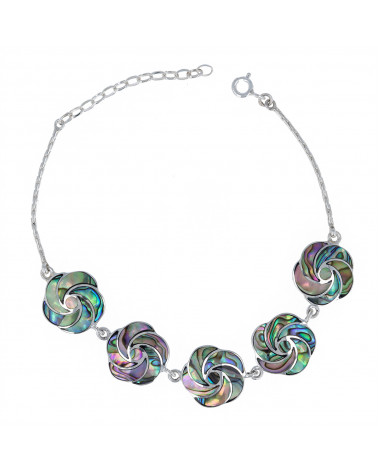 Bracelet Fleur de nacre abalone effet spirale sur chaîne argent