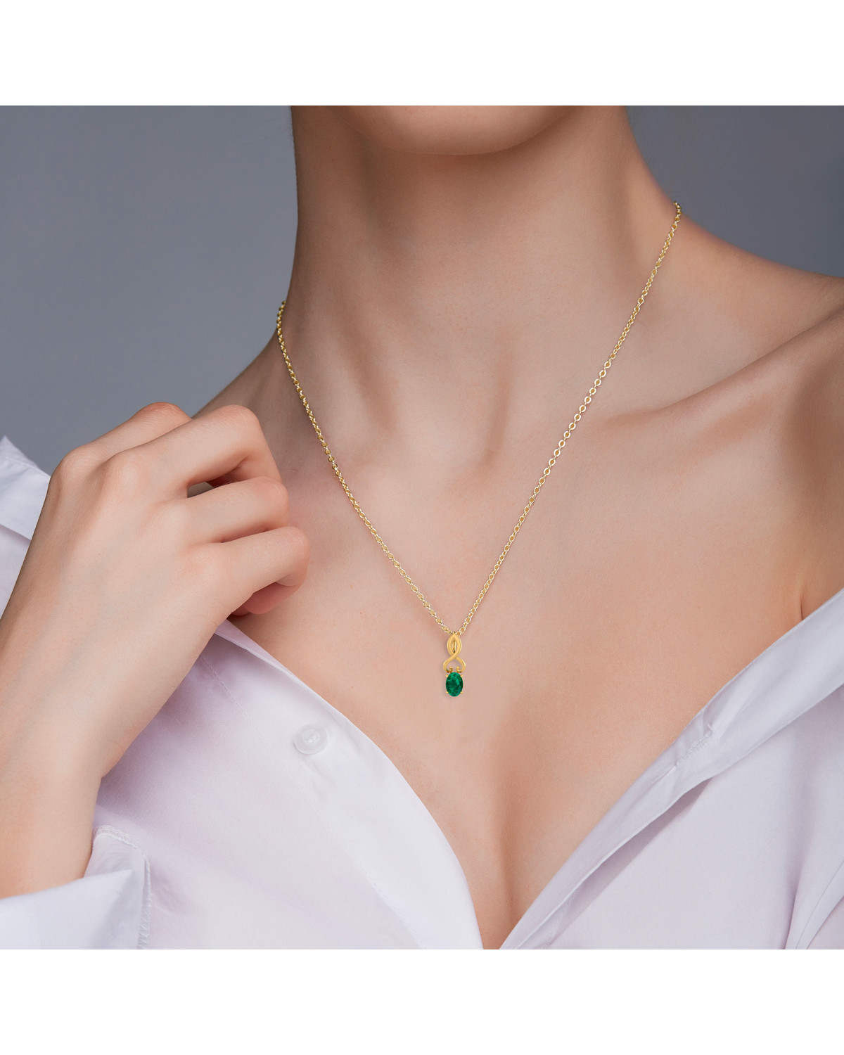 Delicate emerald store necklace