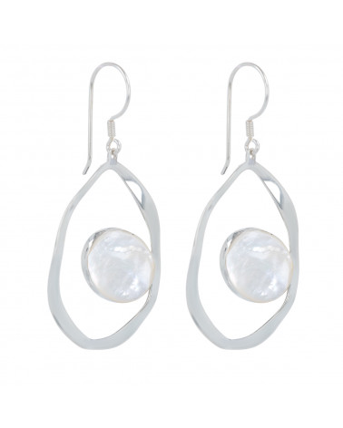 Boucles d'oreille nacre blanche et argent 925-000