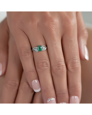 Verlobungsring-Zwei echte Sapphire Steine und Doppel-Rhodium-Silber-Ring