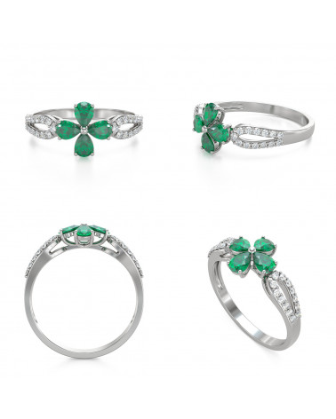 Gold Emerald Diamonds Ring