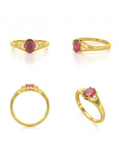 Anillo de Oro Esmeraldas y diamantes 1.32grs