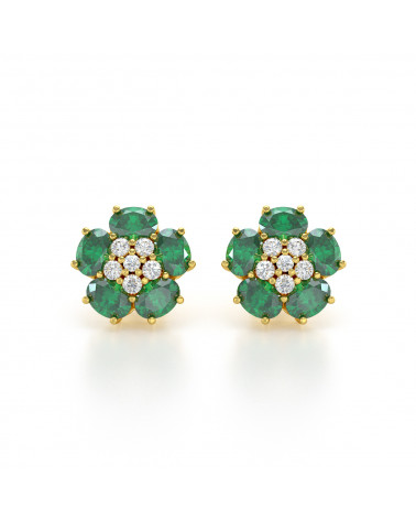 14K Gold Emerald Earrings