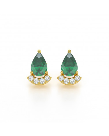 14K Gold Smaragd Diamanten Ohrringe