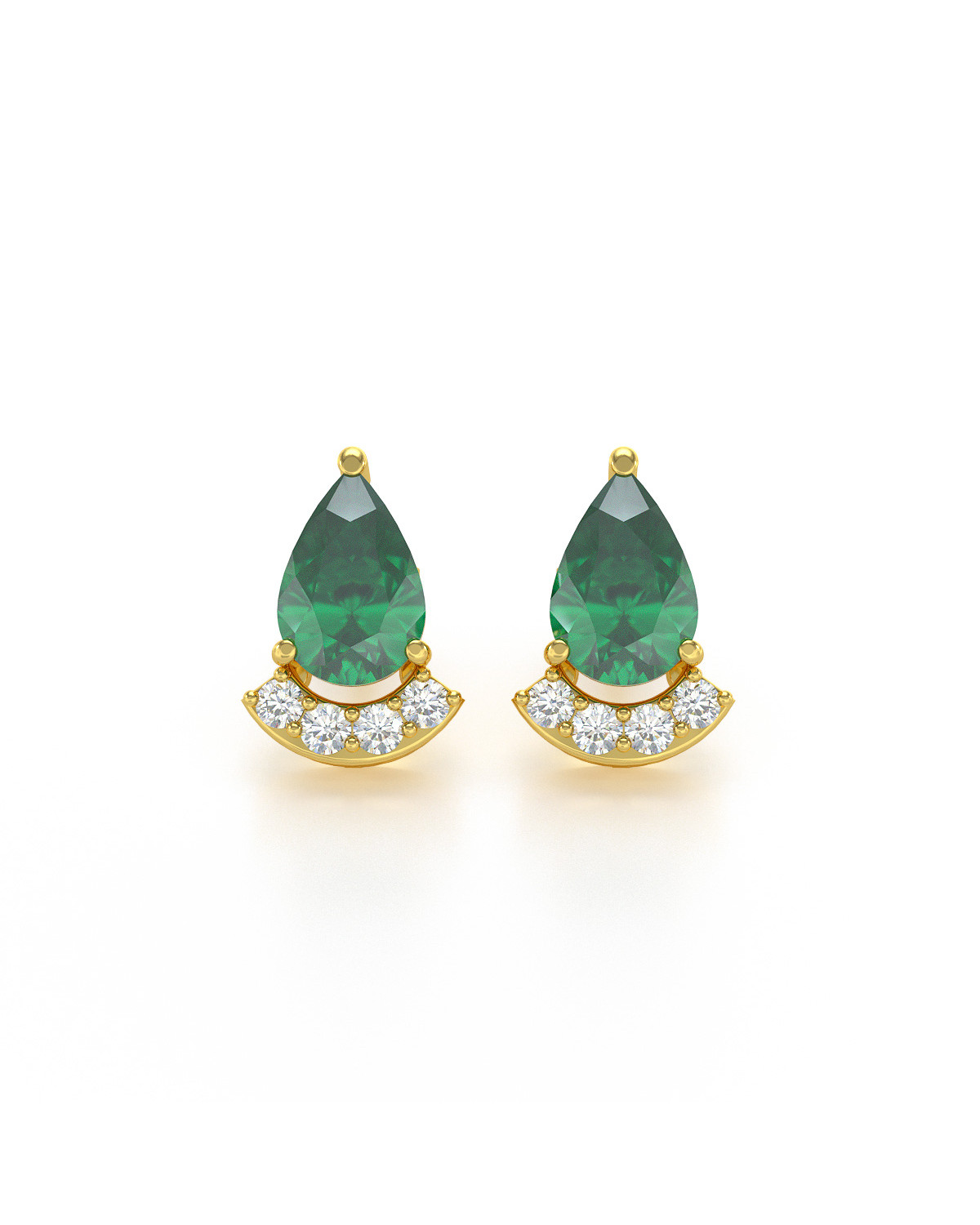 Orecchini in Oro 14K Smeraldo Diamanti
