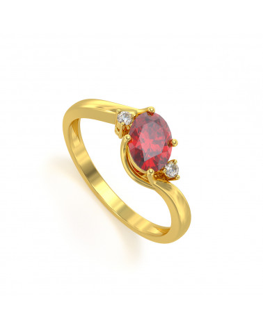 Anillo en Oro Amarillo 18K con Rubí y Diamantes - Elegancia Atemporal