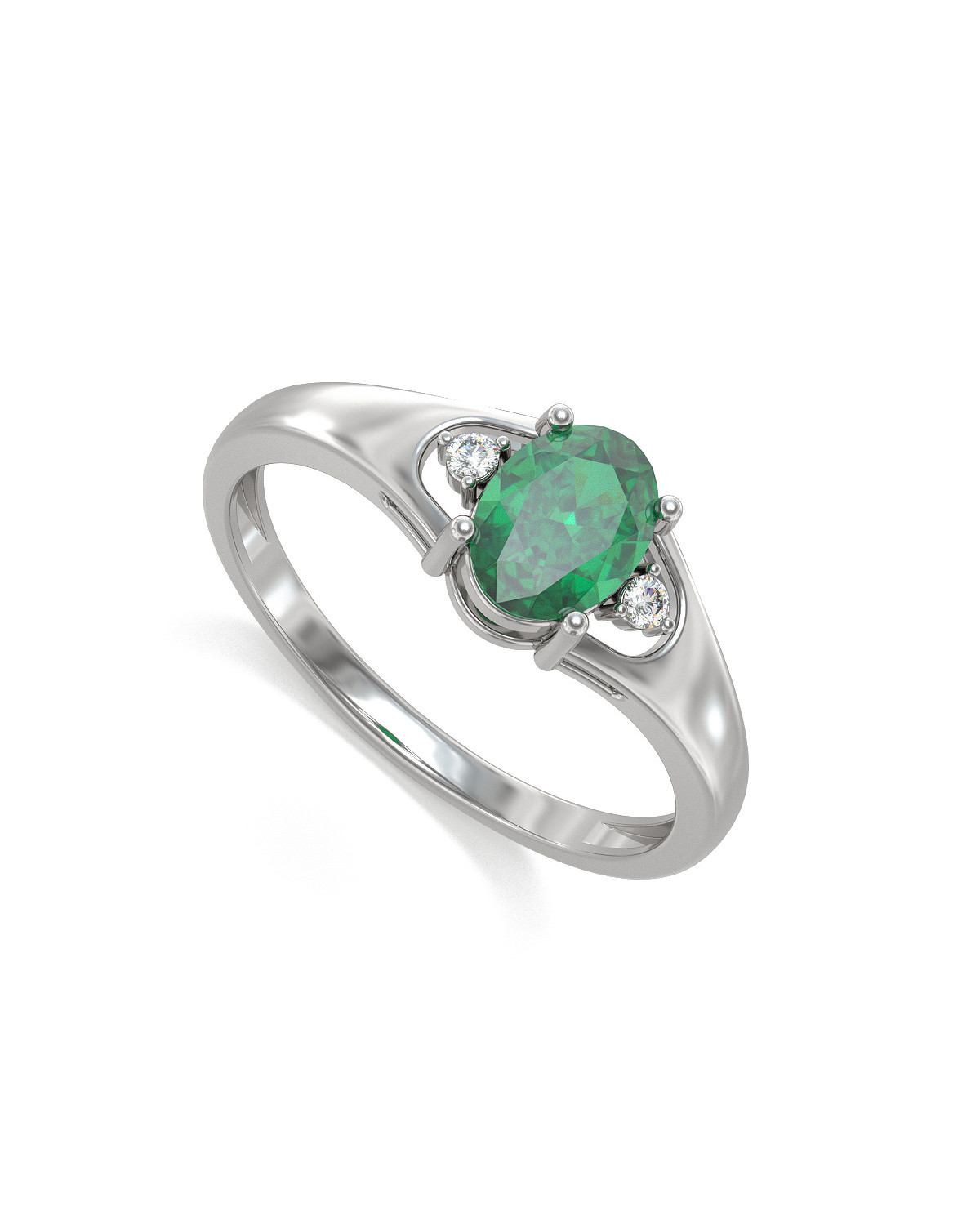 Gold Emerald Diamonds Ring 1.382grs