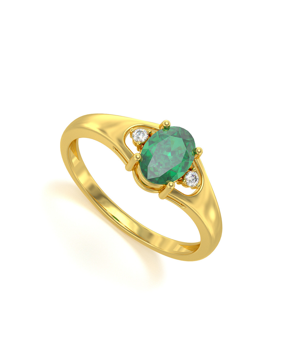 Gold Smaragd Diamanten Ringe 1.382grs