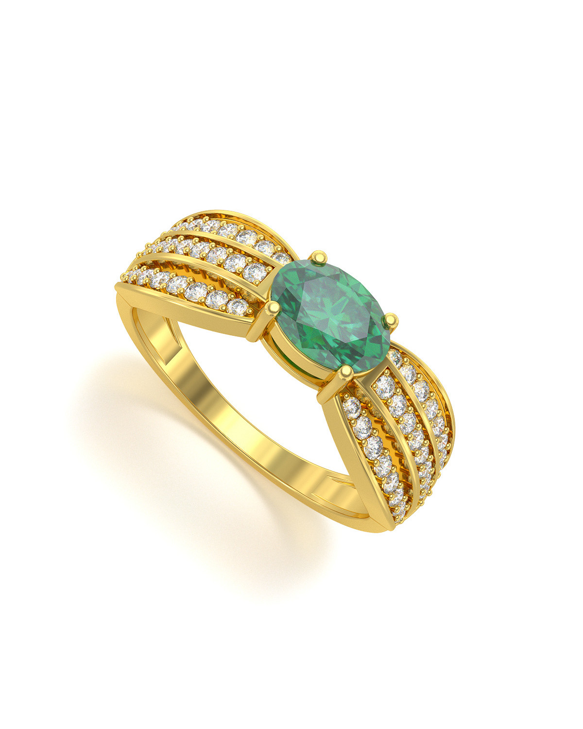 Anelli Oro Smeraldo diamanti 2.89grs