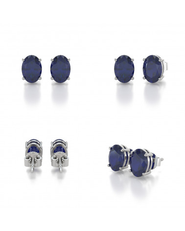 925 Silver Sapphire Diamonds Earrings
