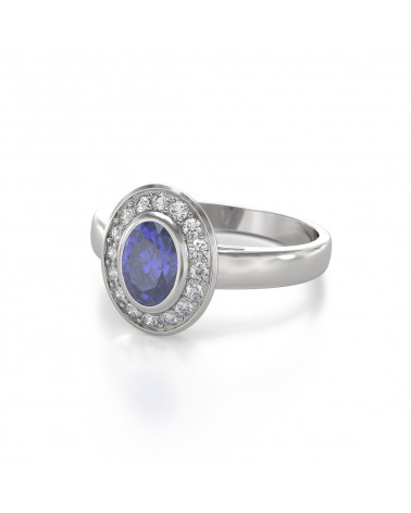 925 Silver Tanzanite Diamonds Ring