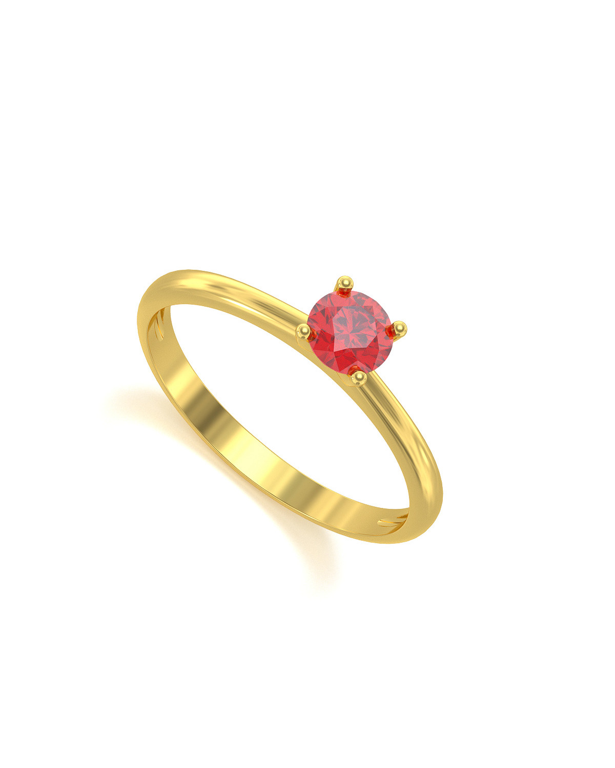 Bague Solitaire Or Jaune Rubis 1.59grs