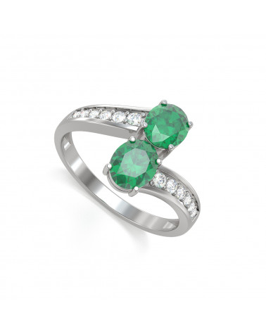 Gold Emerald Diamonds Ring 2.546grs ADEN - 1