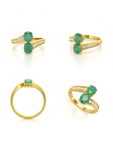 Gold Smaragd Diamanten Ringe 2.546grs ADEN - 2
