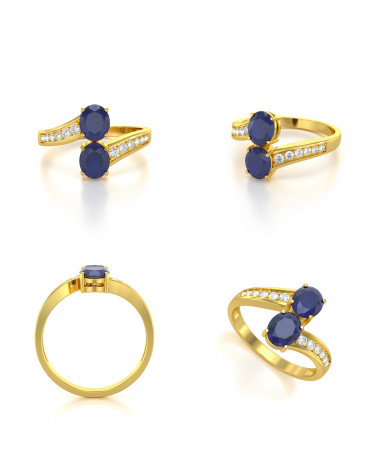 Gold Sapphire Diamonds Ring 2.546grs ADEN - 2